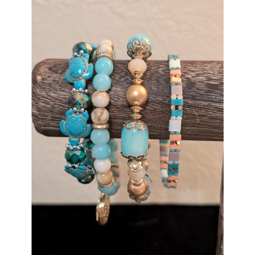 Lot of Four Aqua Theme Bracelets